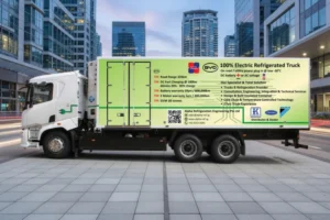 Refrigerated truck on a Singapore cold chain route as operators plan the move to an electric refrigerated truck