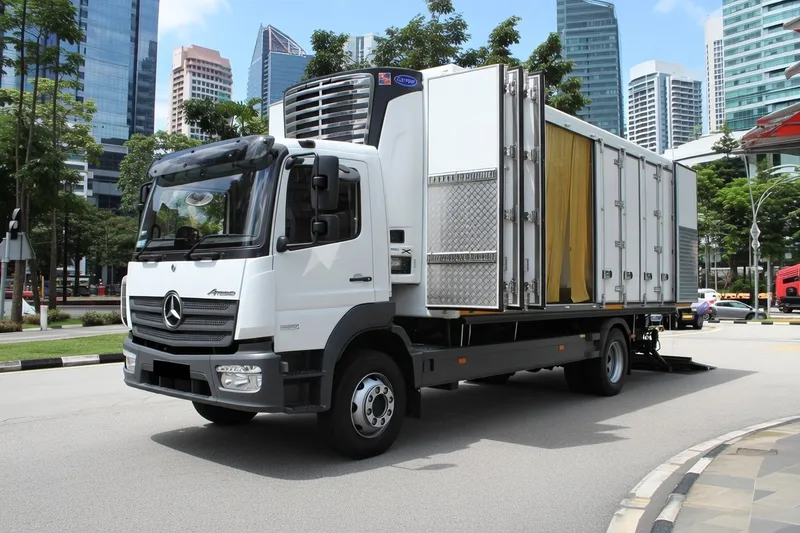 Insulated side panels of a refrigeration truck body that limit heat gain during delivery routes